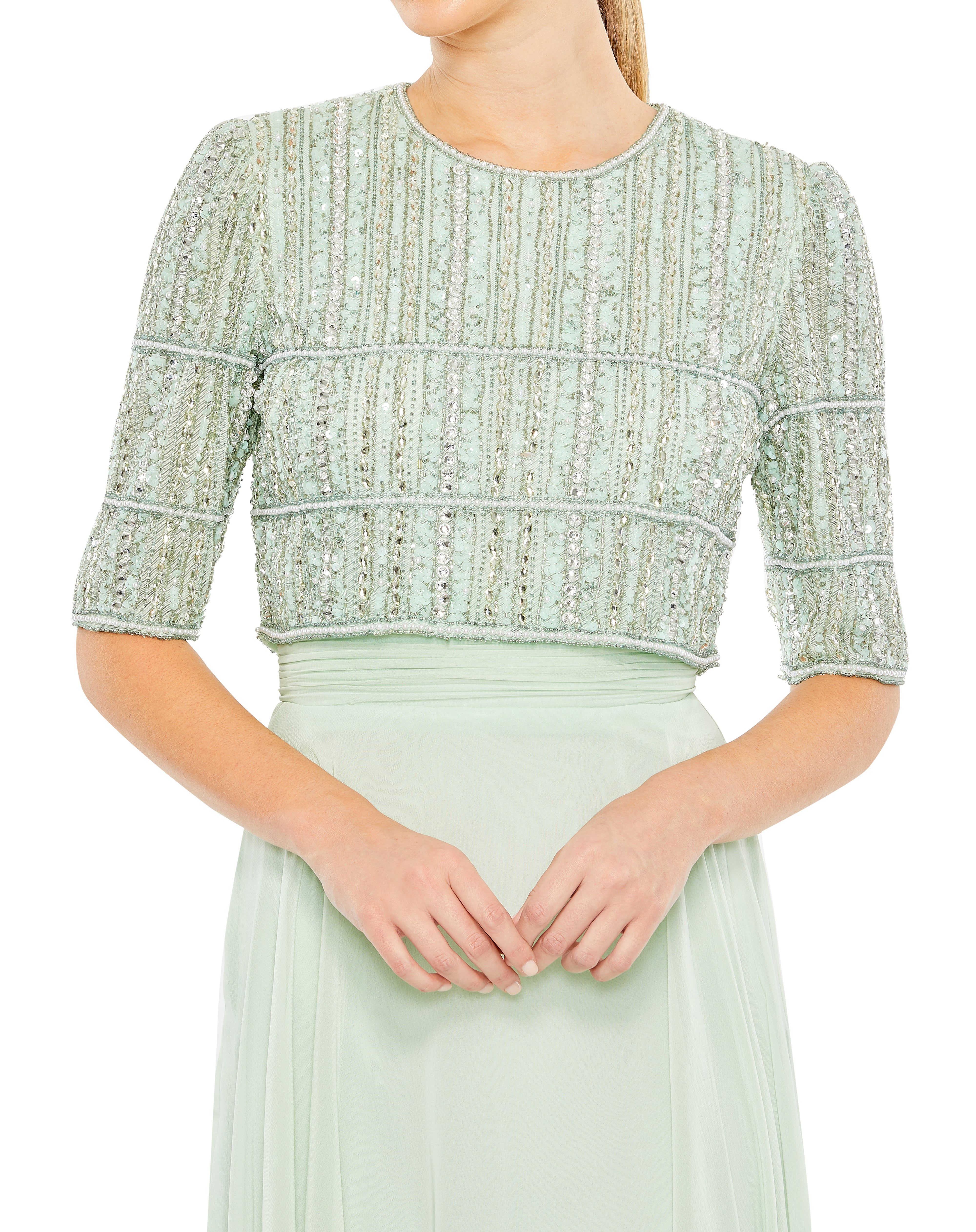 Beaded Top Chiffon Gown sold by Lord & Taylor product image thumbnail 2