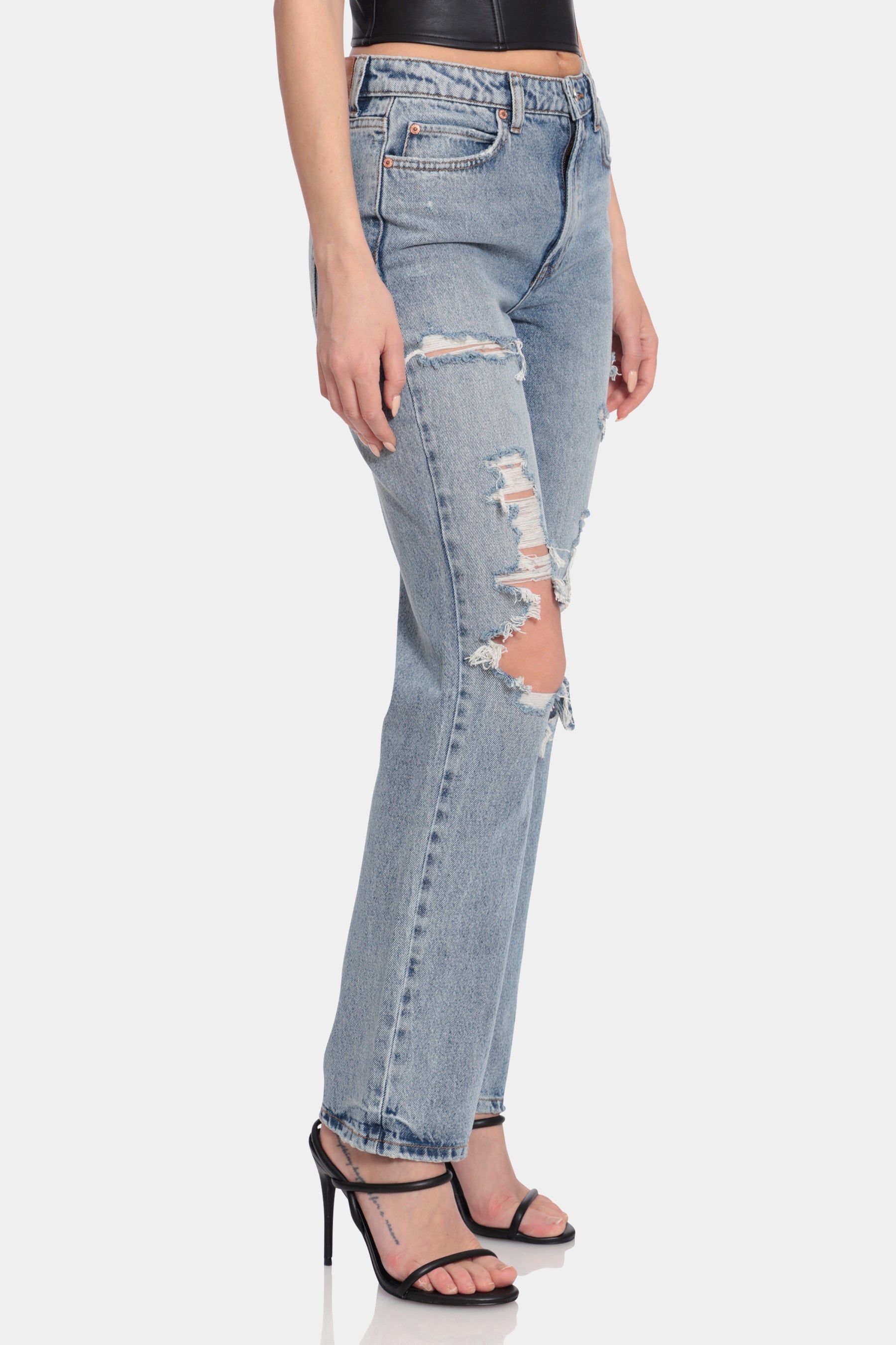 Distressed Straight Leg Jeans sold by Lord & Taylor product image thumbnail 4