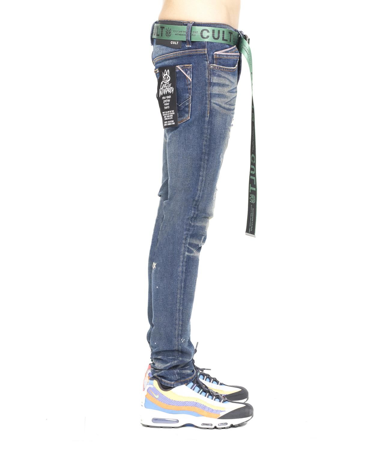 Punk Destructed Super Skinny Jeans with Logo Belt sold by Lord & Taylor product image thumbnail 5
