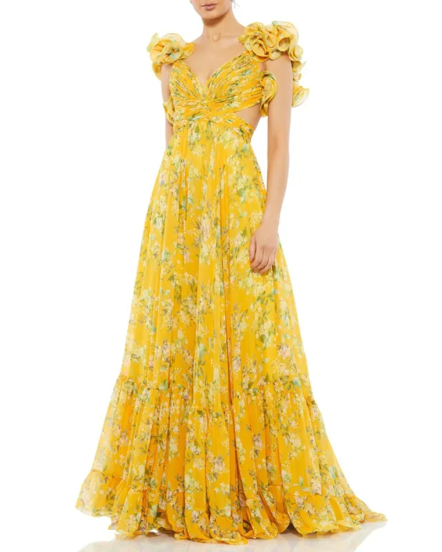 Ruffle Tiered Floral Cut-Out Chiffon Gown sold by Lord & Taylor