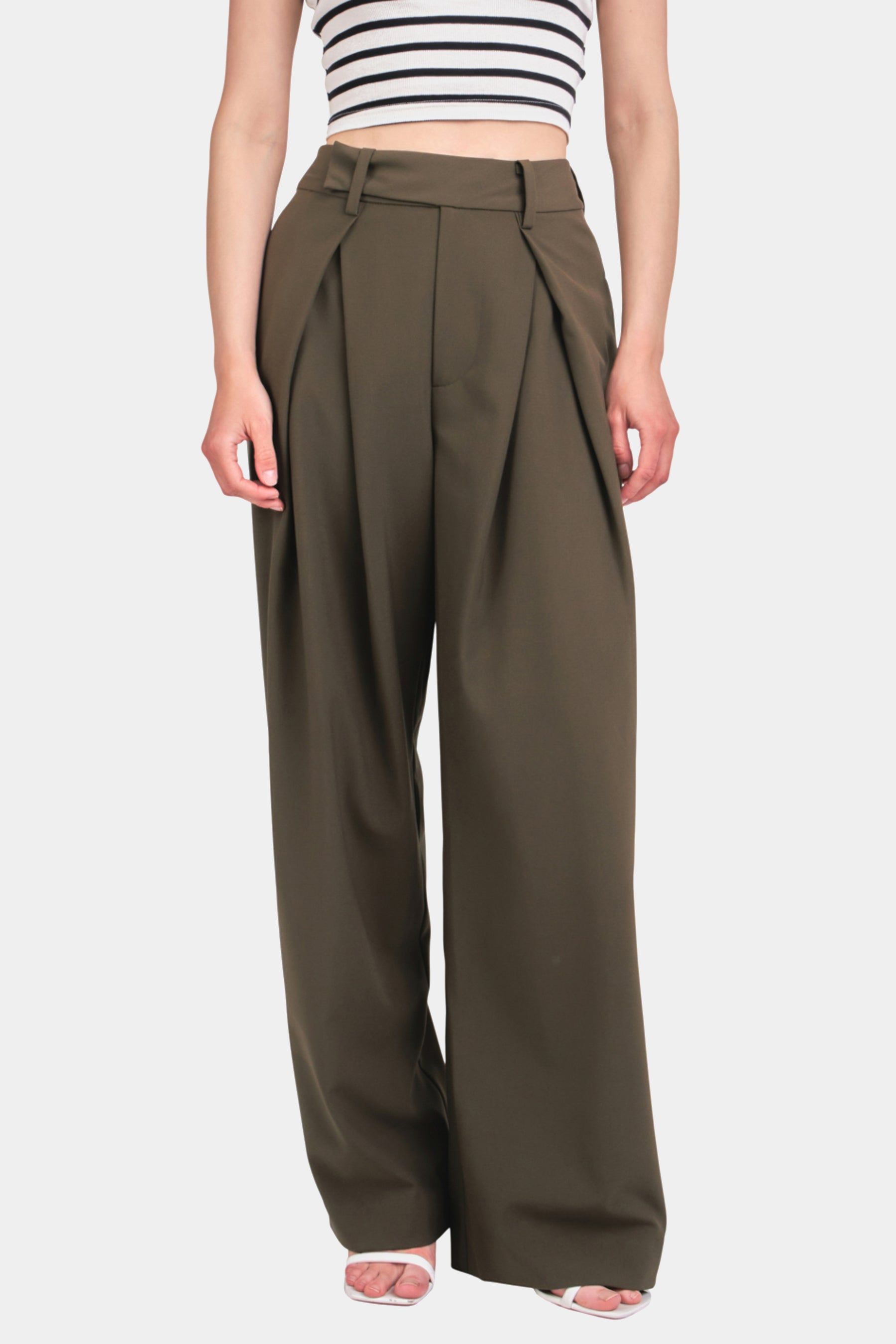 Front Pleat Wide Leg Trousers sold by Lord & Taylor product image thumbnail 3