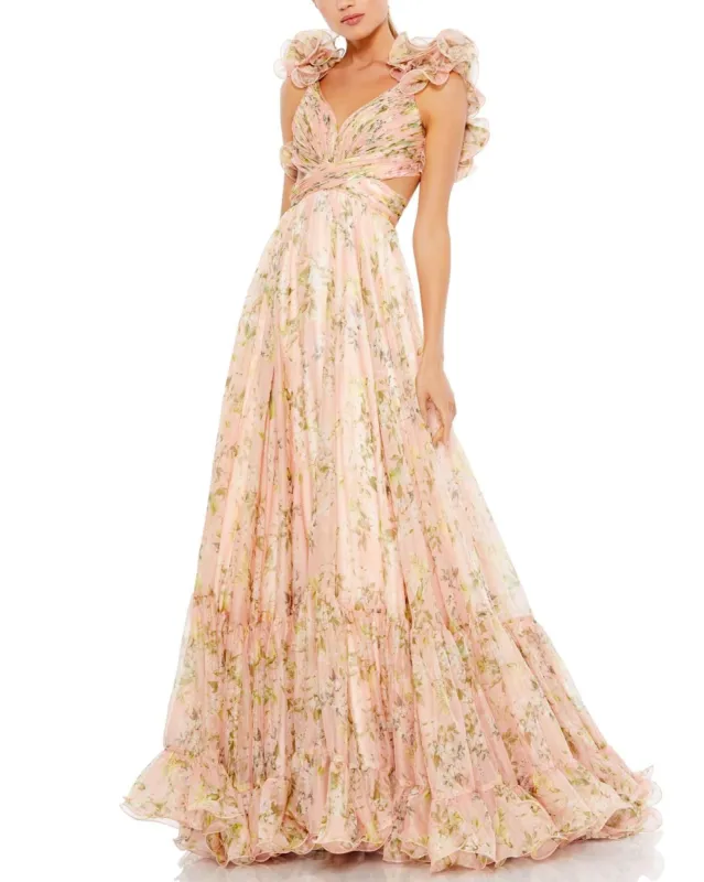 Ruffle Tiered Floral Cut-Out Chiffon Gown sold by Lord & Taylor