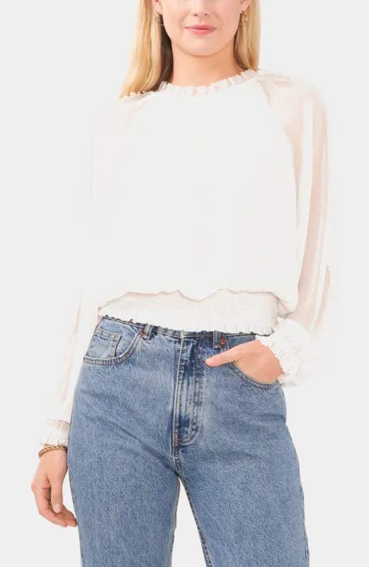 Raglan Sleeve Ruffle Detail Blouse sold by Lord & Taylor