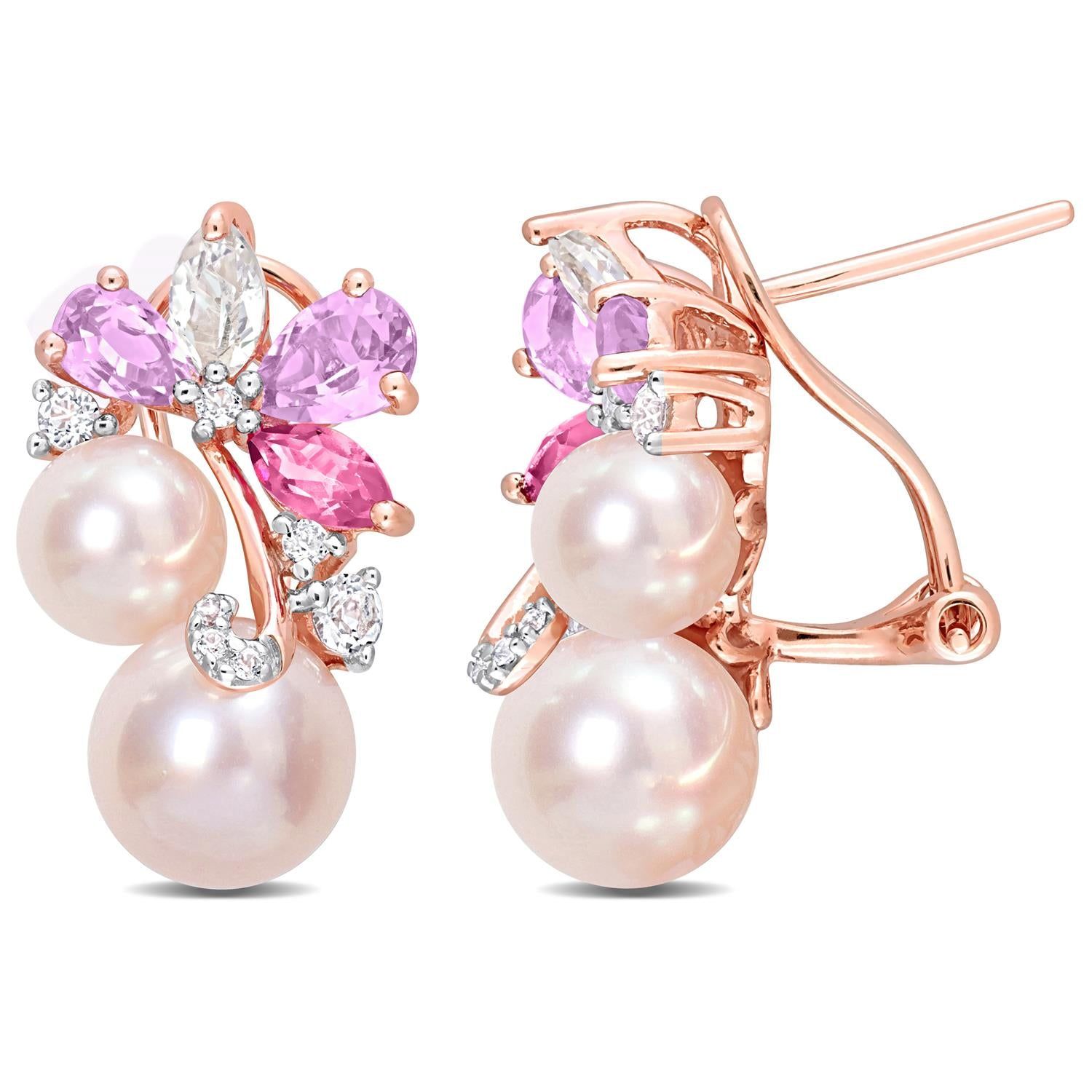 Pink Cultured Pearl Rose Quartz and Topaz Earrings sold by Lord & Taylor product image thumbnail 4