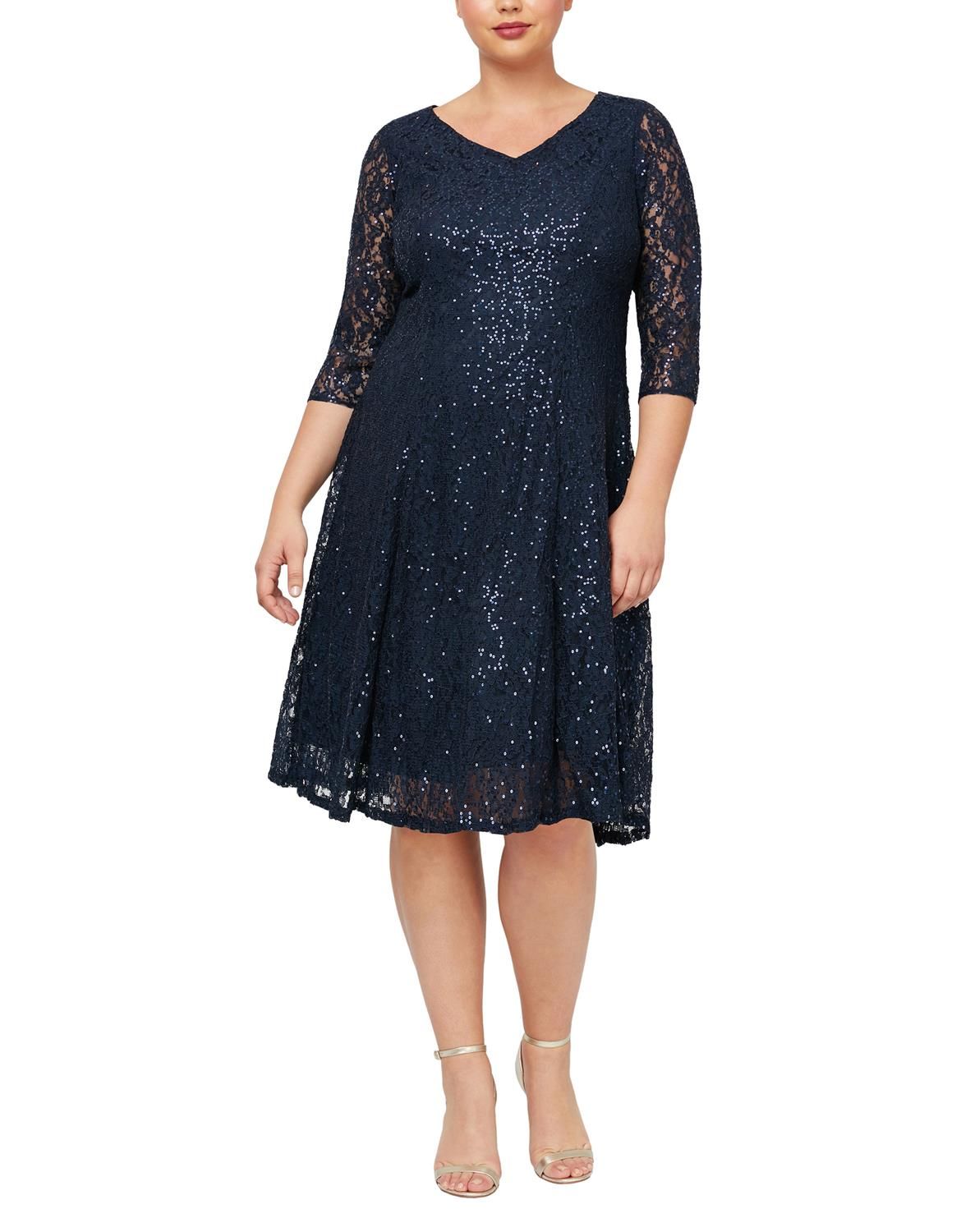 Three-Quarter Sleeve T-Length Sequin Dress sold by Lord & Taylor product image thumbnail 4