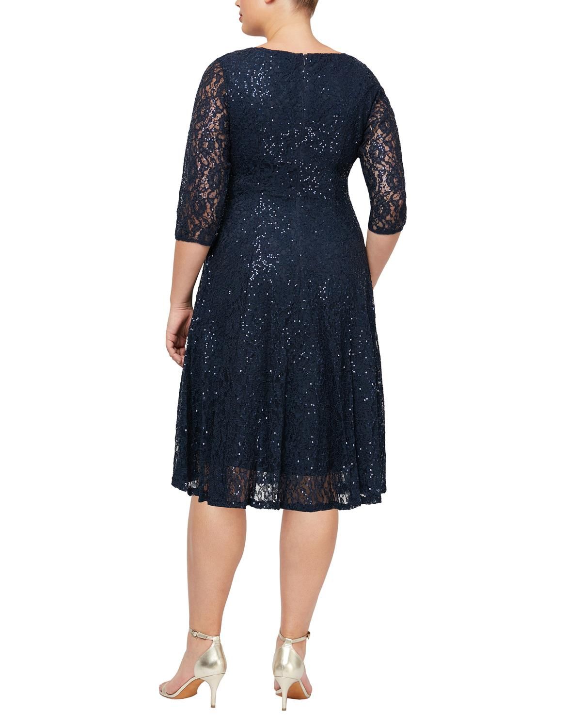Three-Quarter Sleeve T-Length Sequin Dress sold by Lord & Taylor product image thumbnail 2