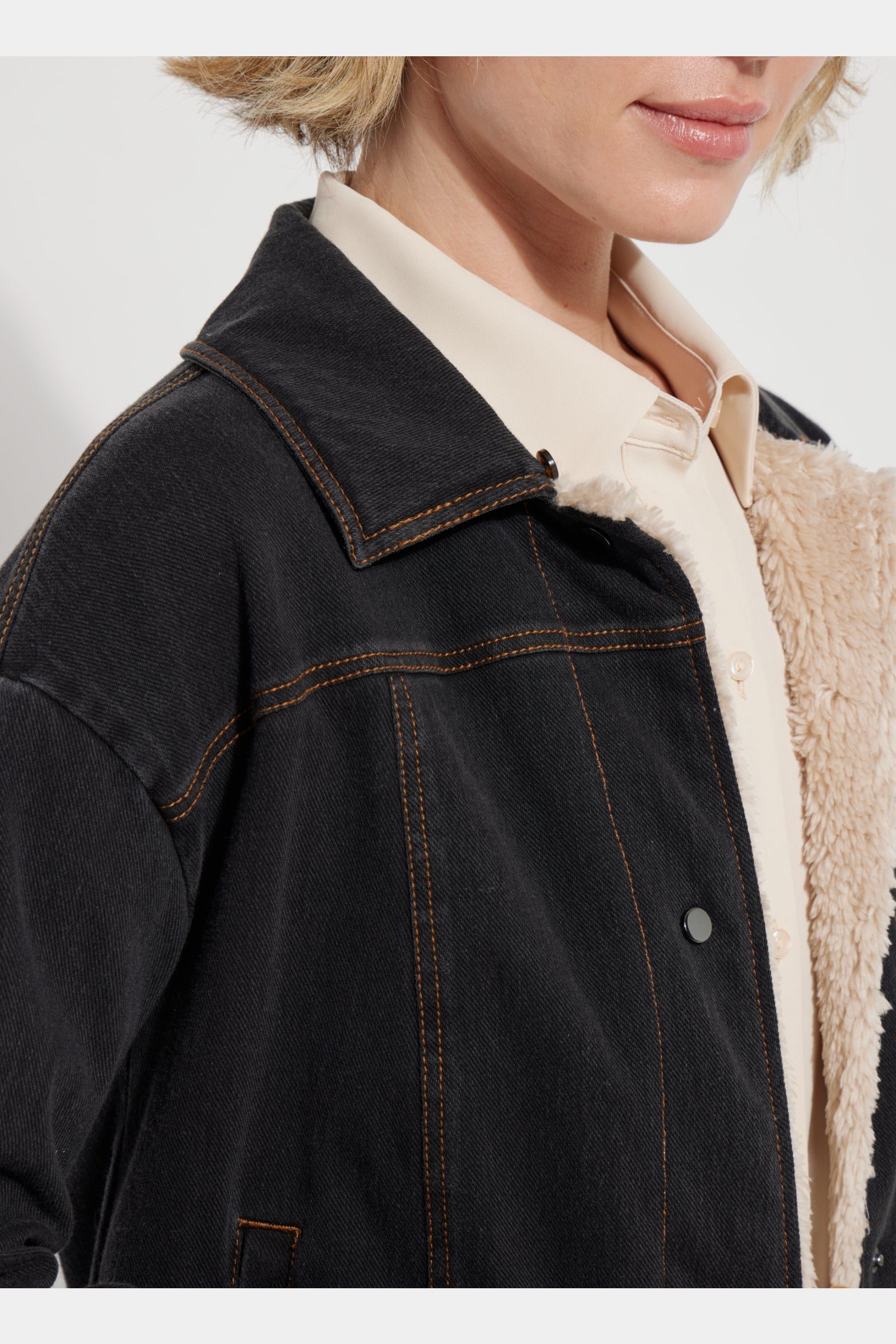 Andi Sherpa Trim Denim Jacket sold by Lord & Taylor product image thumbnail 3