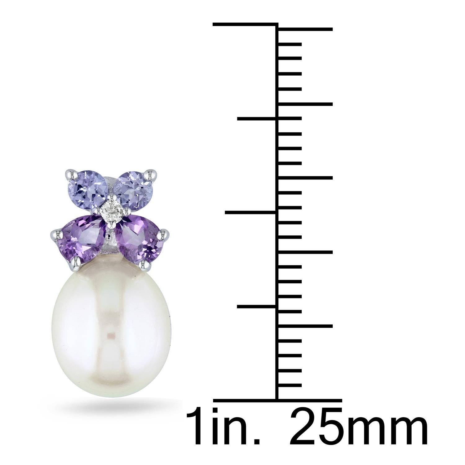 Cultured Freshwater Pearl, Tanzanite, Amethyst and Diamond Earrings sold by Lord & Taylor product image thumbnail 2