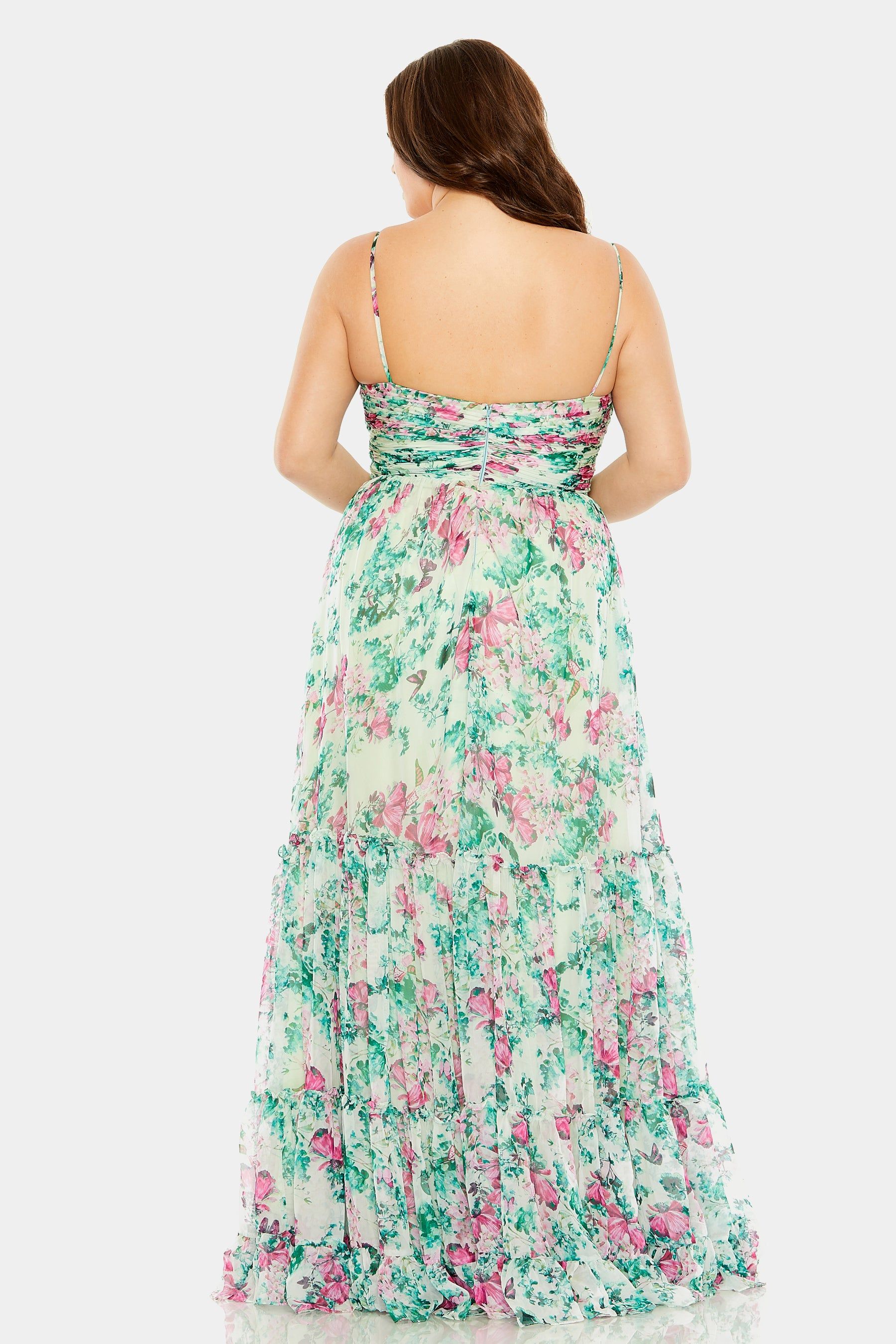 Floral print tiered ruched gown sold by Lord & Taylor product image thumbnail 3