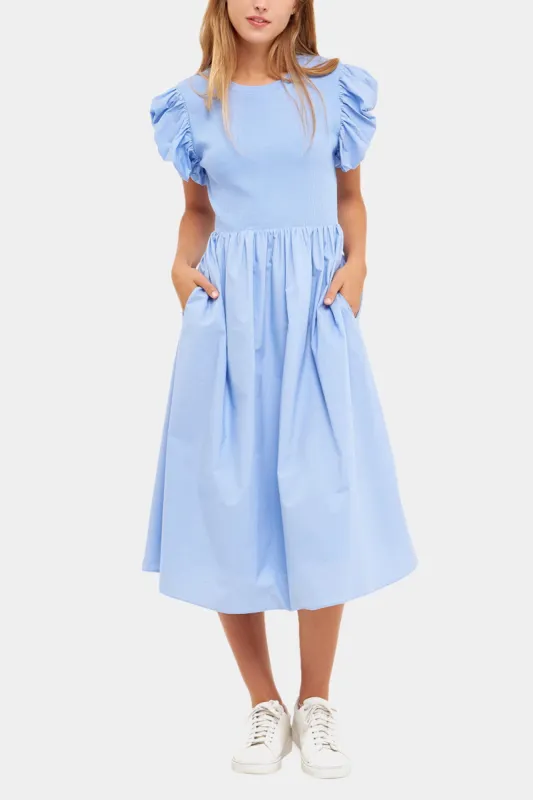 Puff Sleeves Mixed Media Dress sold by Lord & Taylor