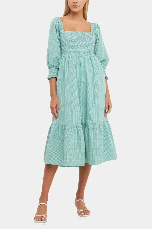 Gingham Smocked Maxi Dress sold by Lord & Taylor