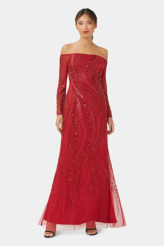 Beaded Off Shoulder Gown sold by Lord & Taylor