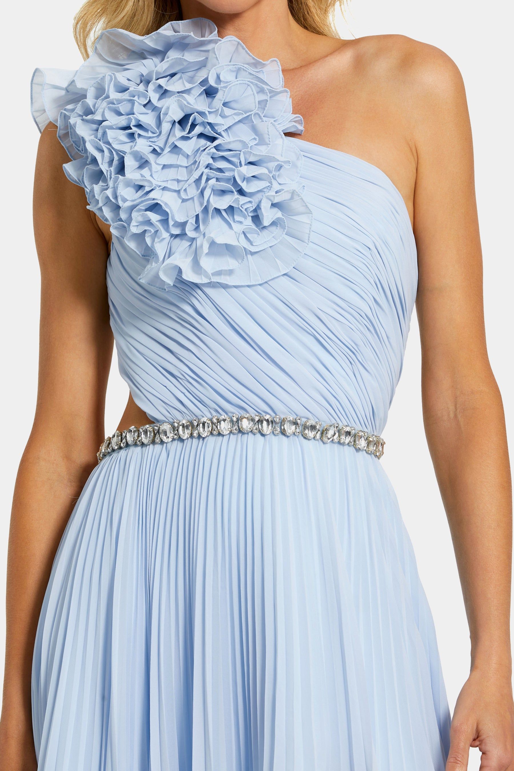 Ruffle Detail One Shoulder Side Slit Gown sold by Lord & Taylor product image thumbnail 2