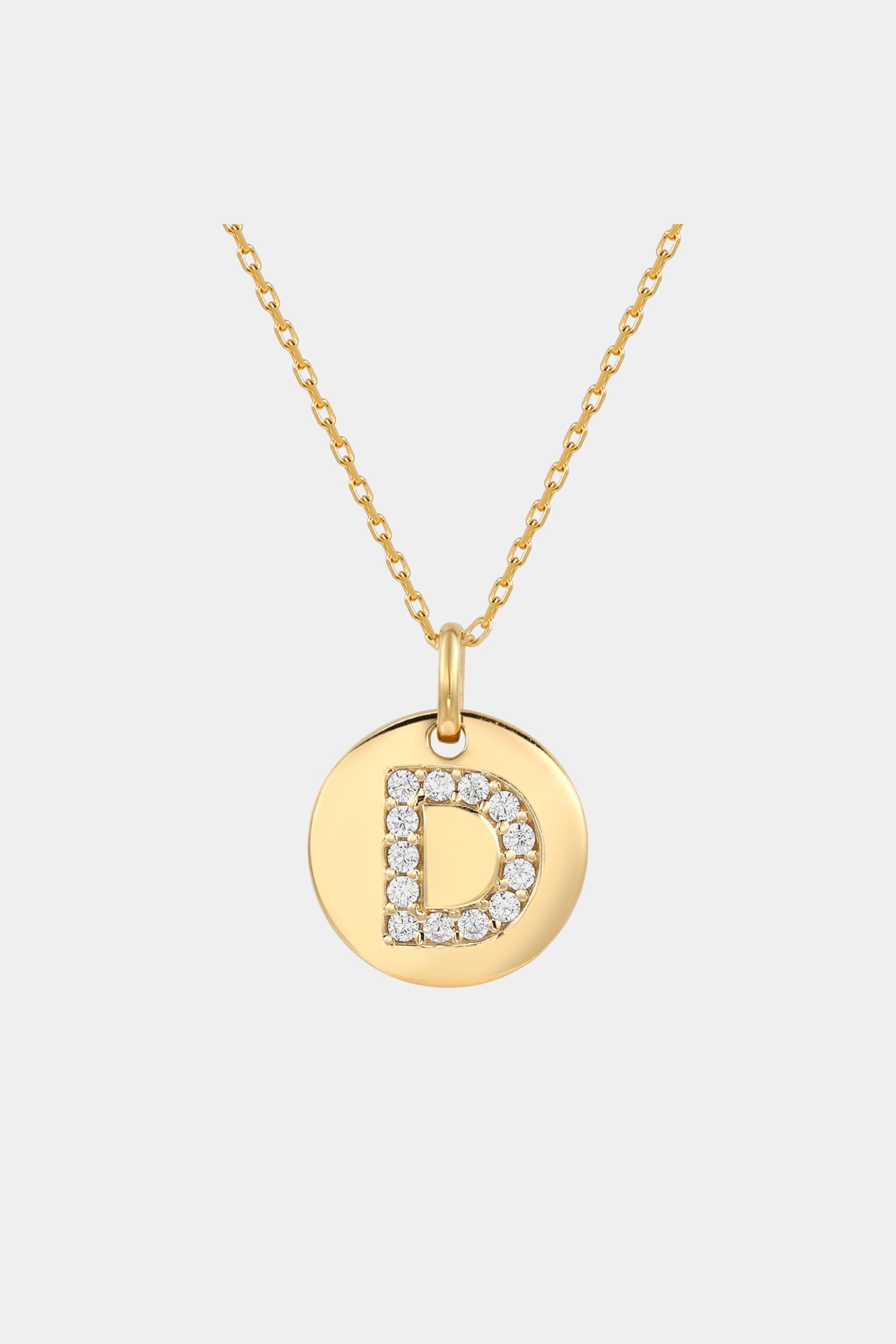 Yellow Sterling Silver Cubic Zirconia Letter Initial Disc Pendant Necklace sold by Lord & Taylor