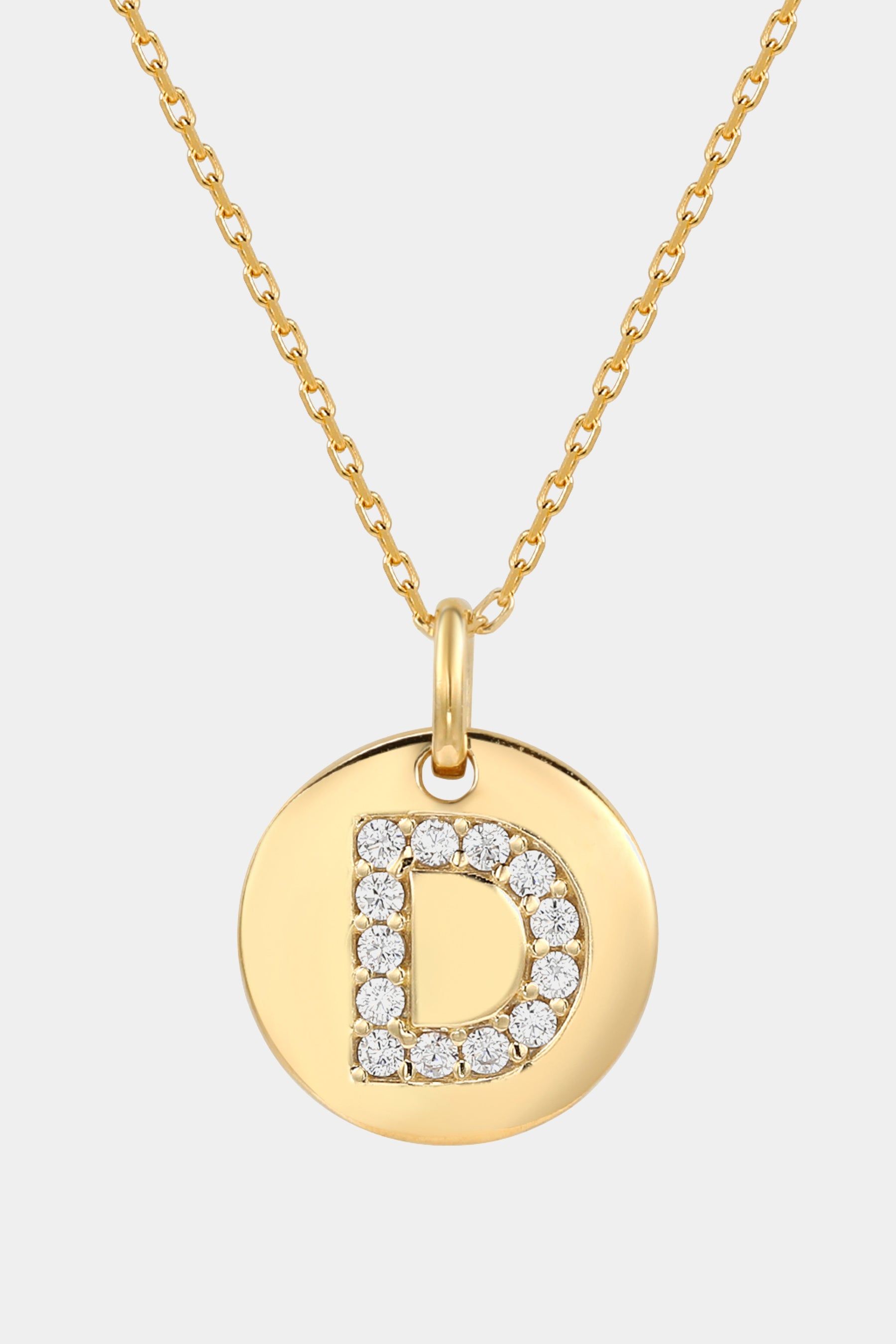 Yellow Sterling Silver Cubic Zirconia Letter Initial Disc Pendant Necklace sold by Lord & Taylor product image thumbnail 3