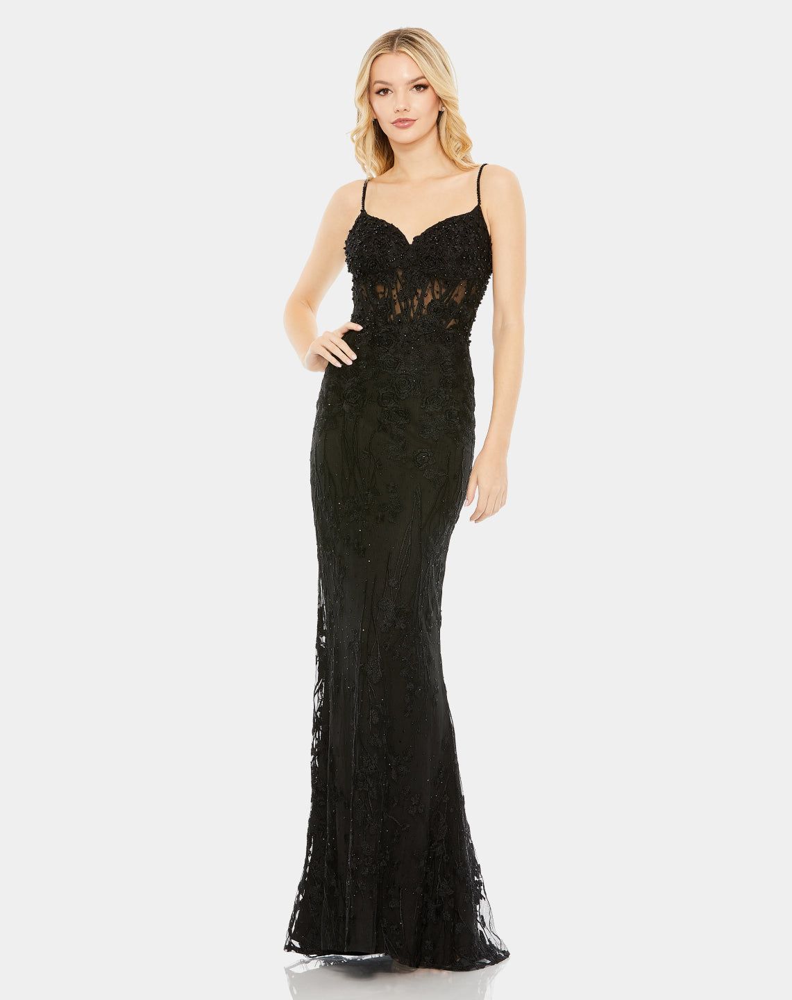 Embellished Sleeveless Illusion Bodice Gown sold by Lord & Taylor