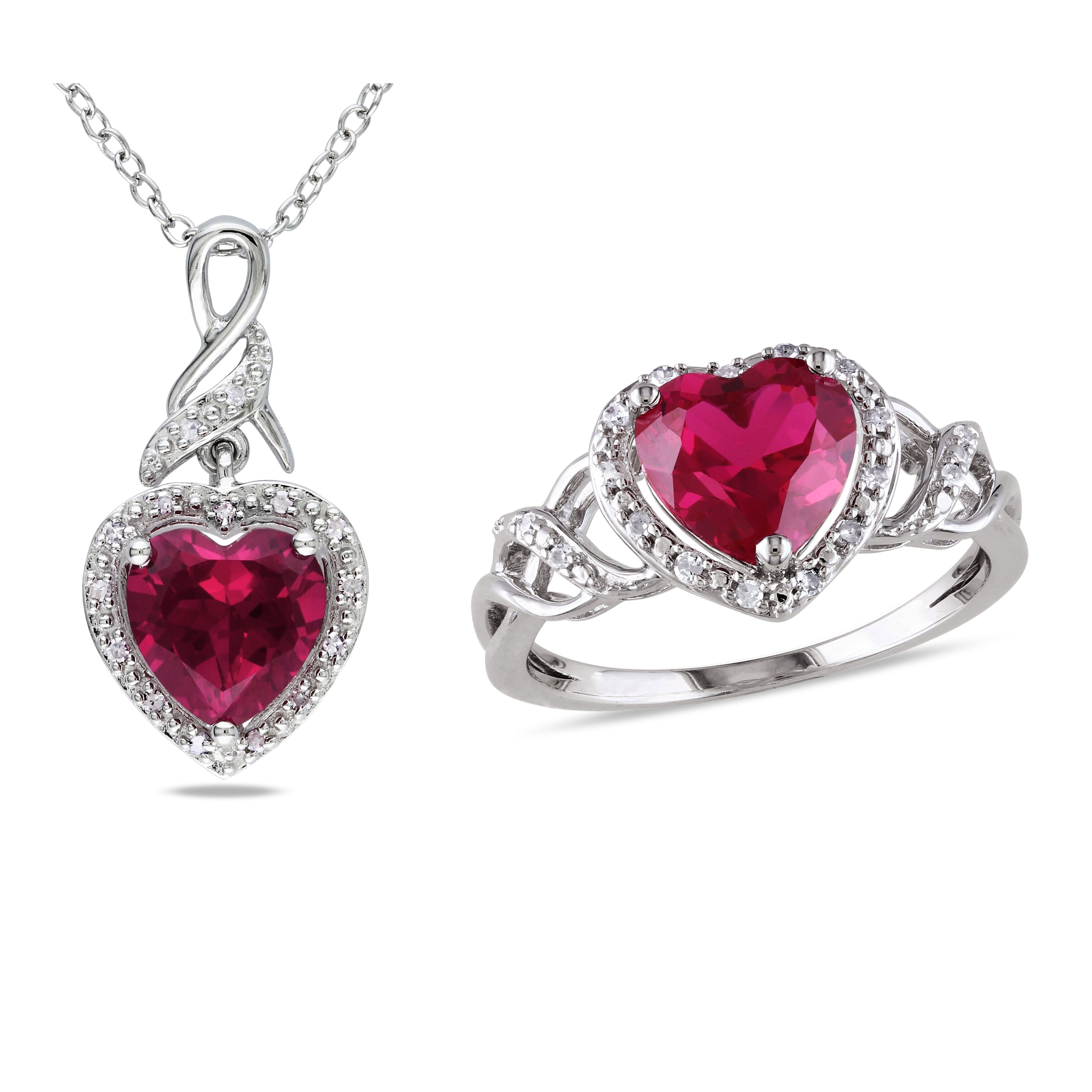 2-Piese-Set Created Ruby and Diamond Heart Ring and Necklace sold by Lord & Taylor product image thumbnail 10