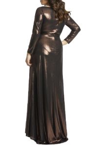Long Sleeve Metallic Gown sold by Lord & Taylor