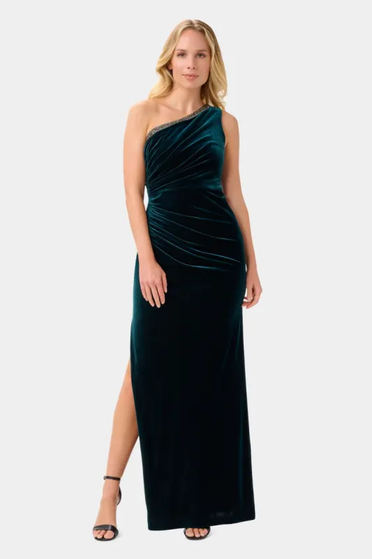 Velvet One Shoulder Gown sold by Lord & Taylor