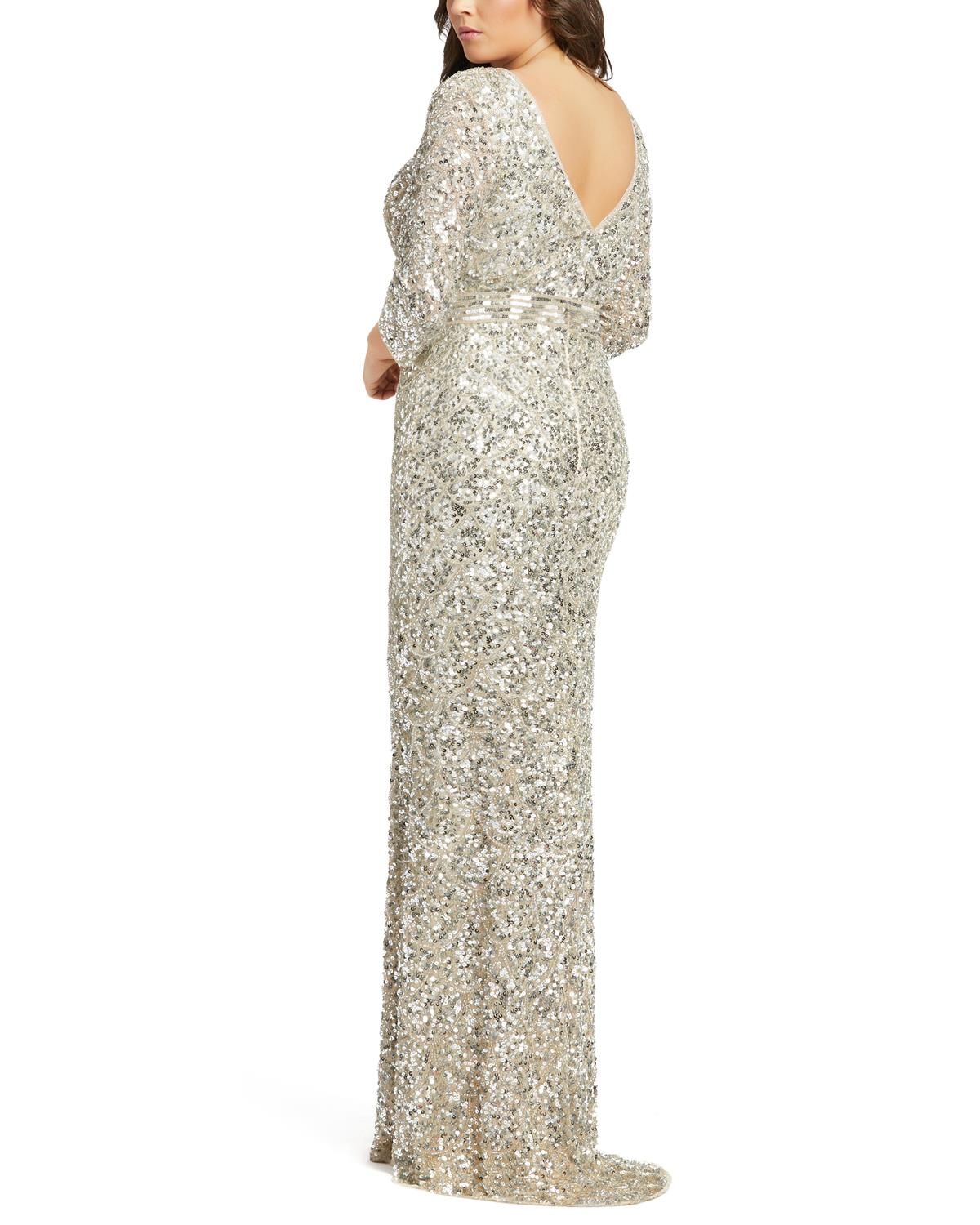 Long Sleeve Crew Neck Sequin Gown sold by Lord & Taylor product image thumbnail 2
