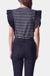 Striped Shirred Sleeve Knit Top sold by Lord & Taylor