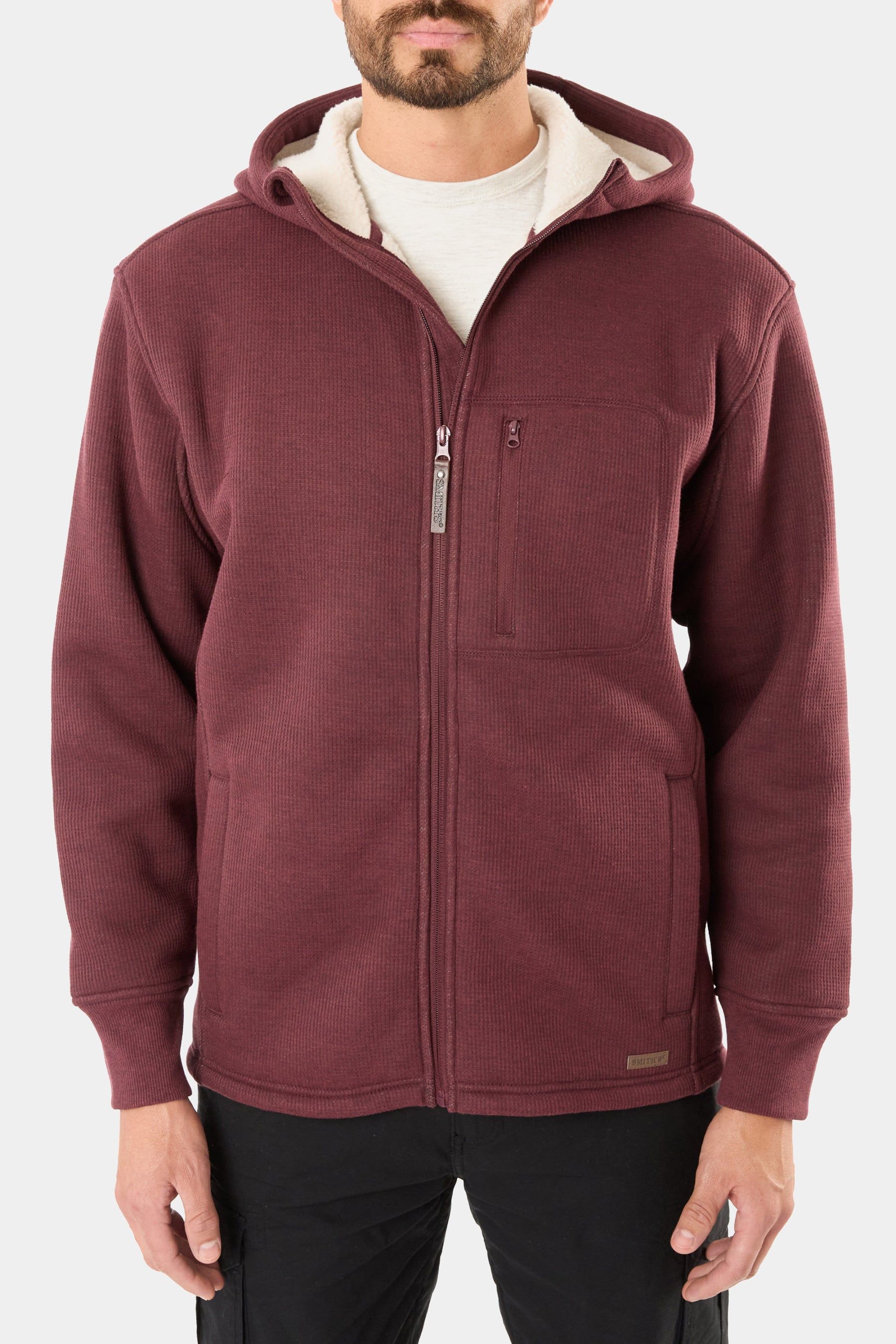 Sherpa-Lined Heathered Thermal Hooded Full-Zip Shirt-Jacket sold by Lord & Taylor