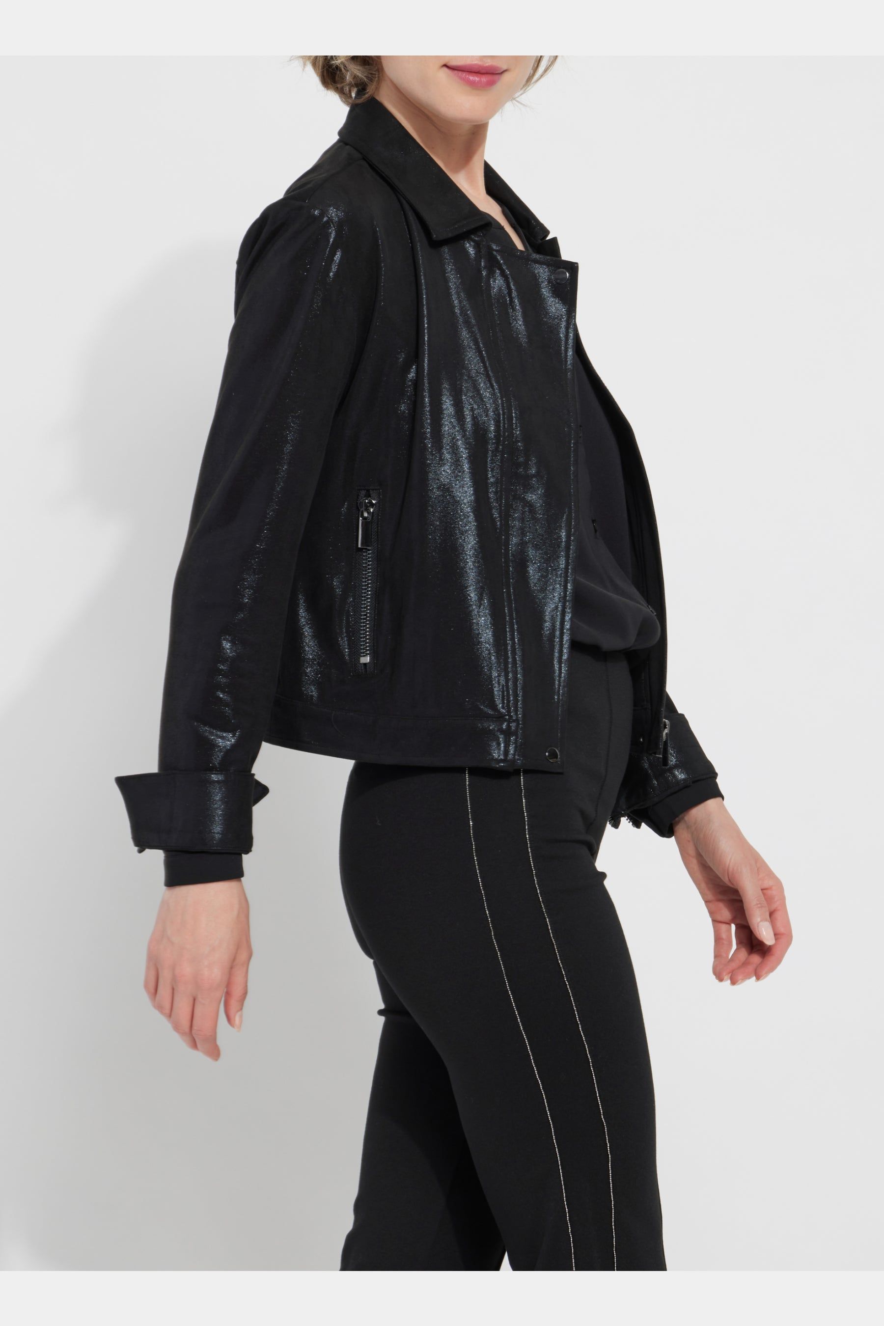 Valencia Patent Foil Vegan Suede Jacket sold by Lord & Taylor product image thumbnail 2