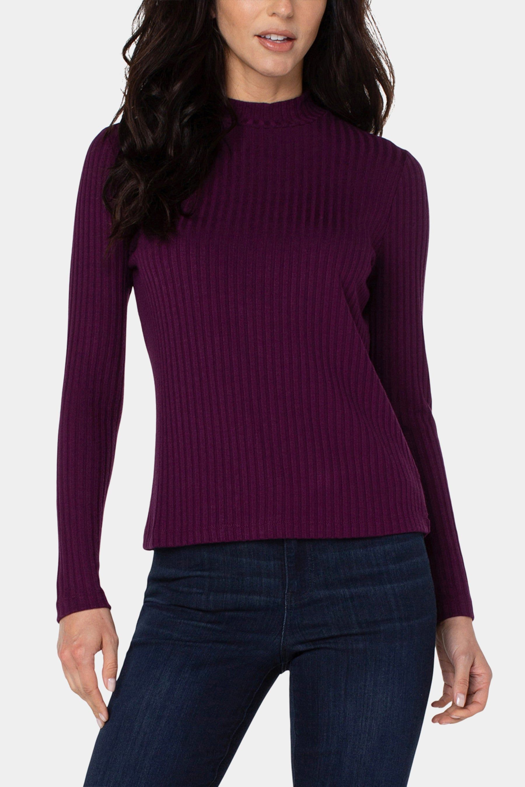 Long Sleeve Mock Neck Rib Knit Top sold by Lord & Taylor