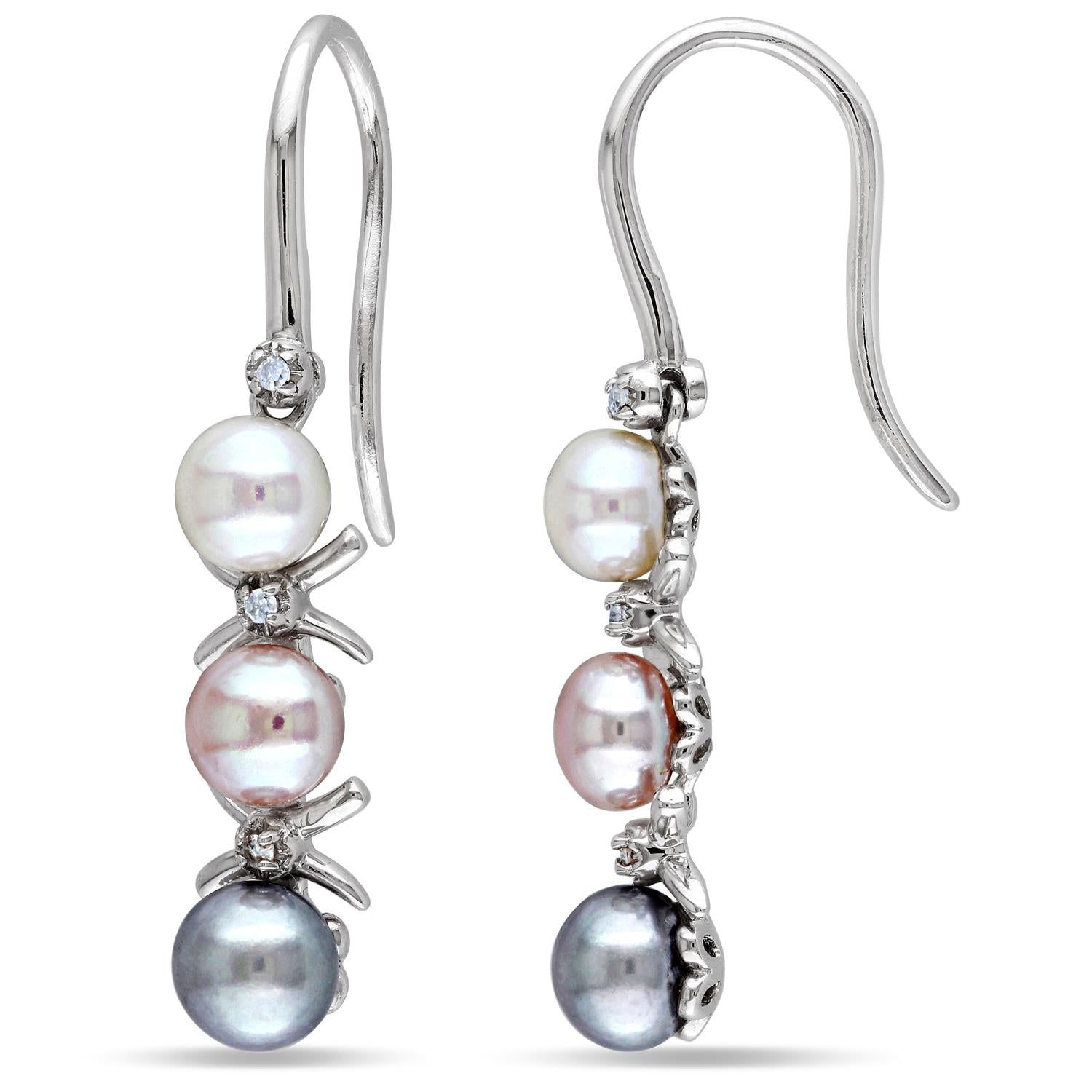 Cultured Freshwater Pearl and Diamond Earrings sold by Lord & Taylor product image thumbnail 4