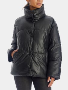Faux Leather Drop Shoulder Puffer sold by Lord & Taylor