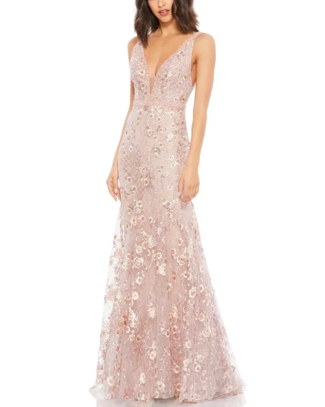 V Neck A-Line Floral Gown sold by Lord & Taylor