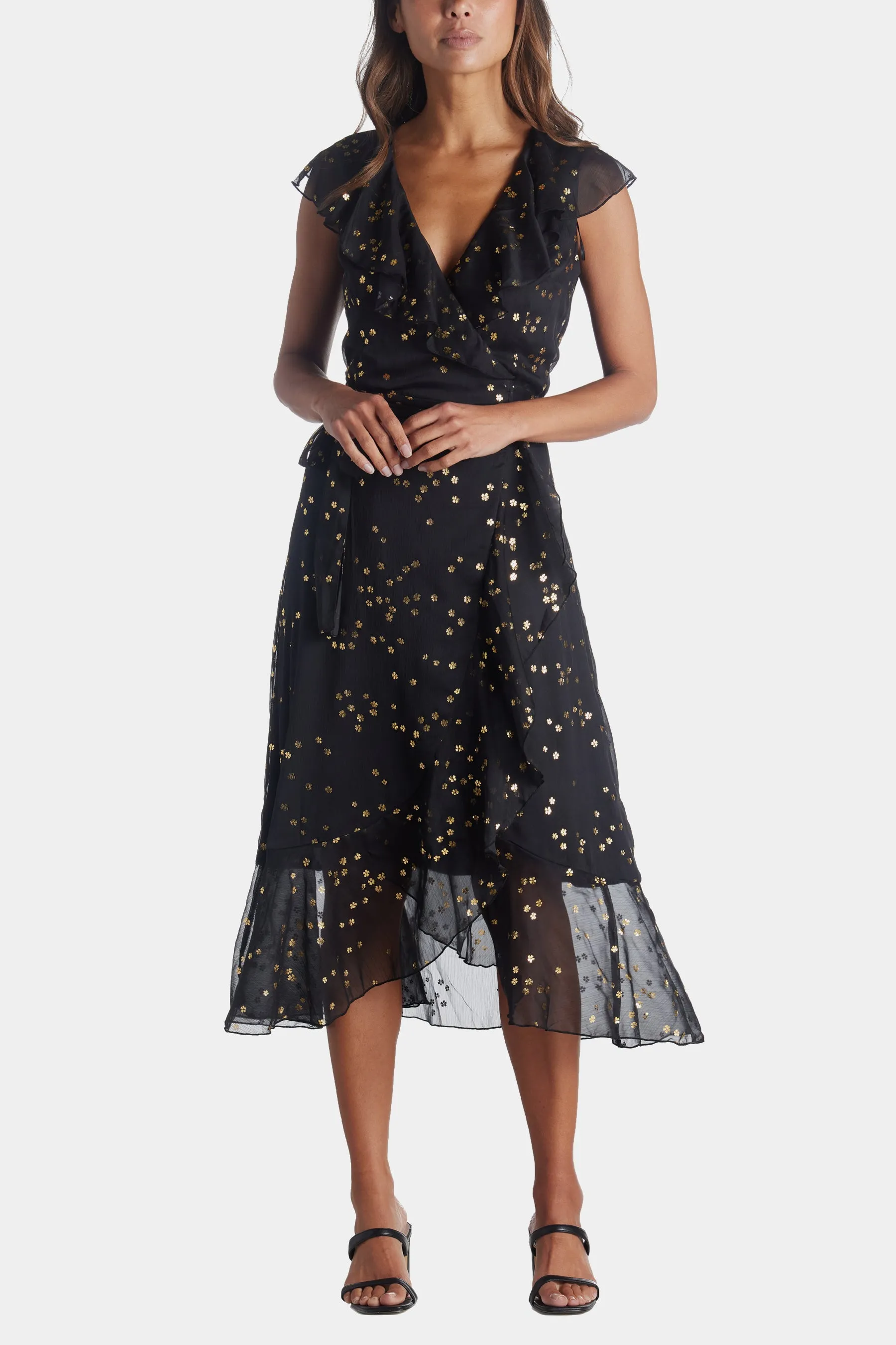 Gold Foil Tiered Dress sold by Lord & Taylor product image thumbnail 2