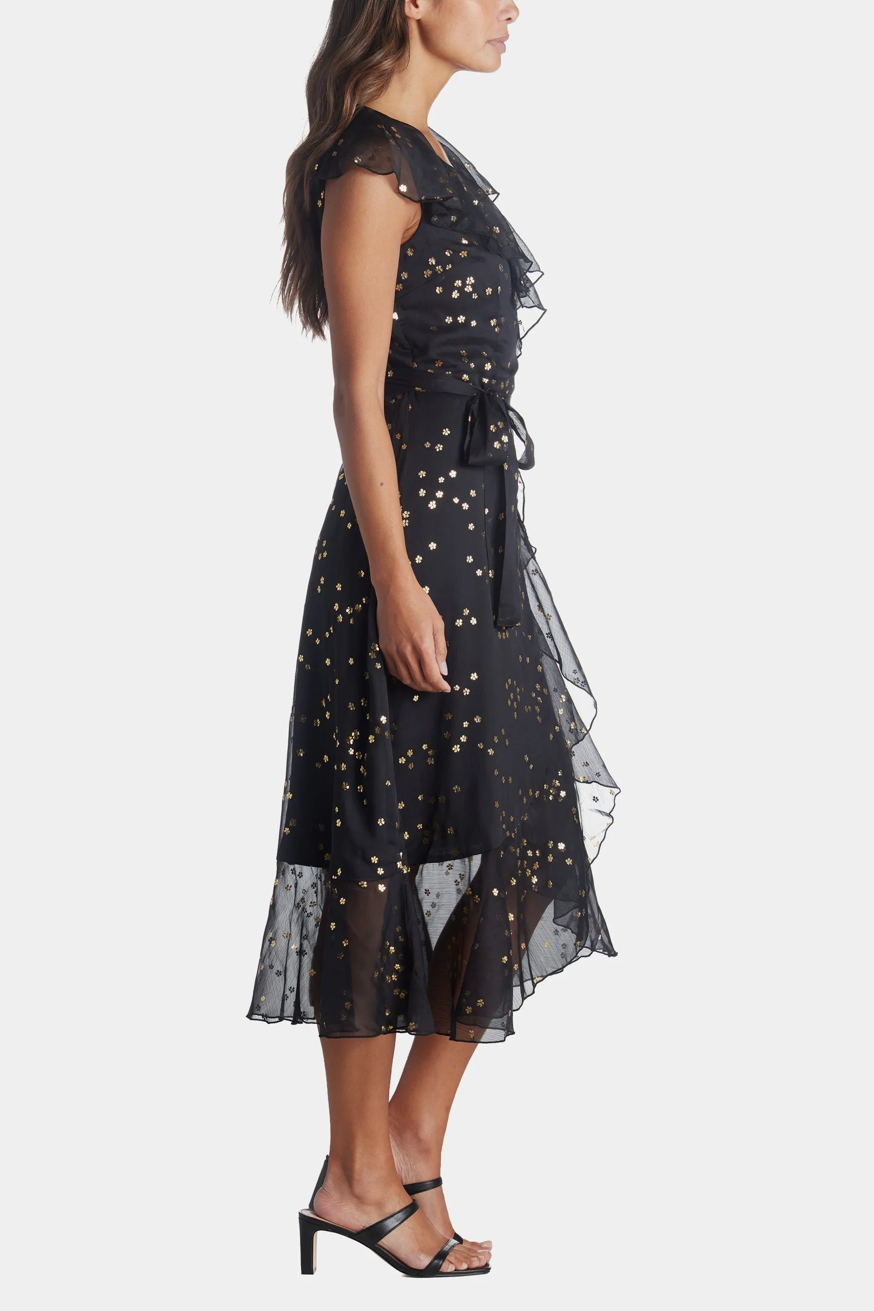 Gold Foil Tiered Dress sold by Lord & Taylor product image thumbnail 3