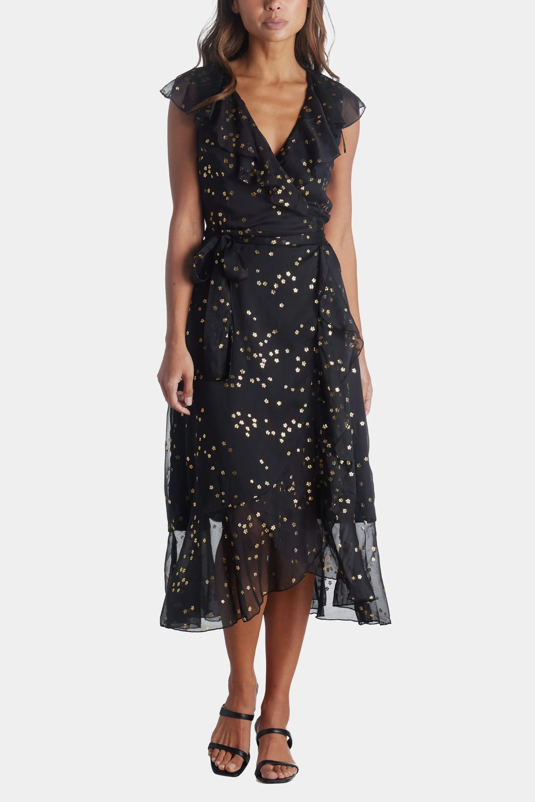 Gold Foil Tiered Dress sold by Lord & Taylor