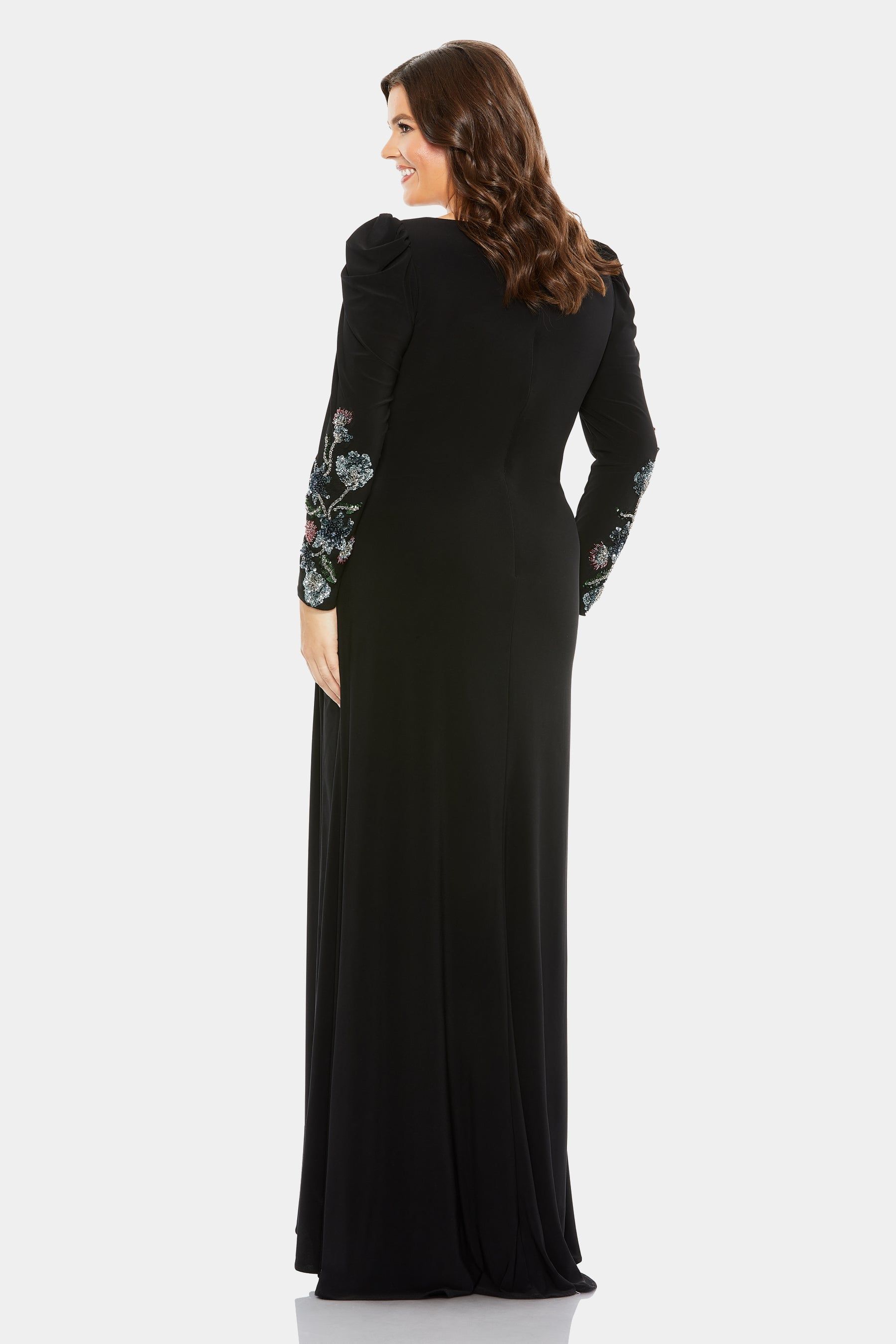 Embellished Long Sleeve Faux Wrap Gown sold by Lord & Taylor product image thumbnail 2