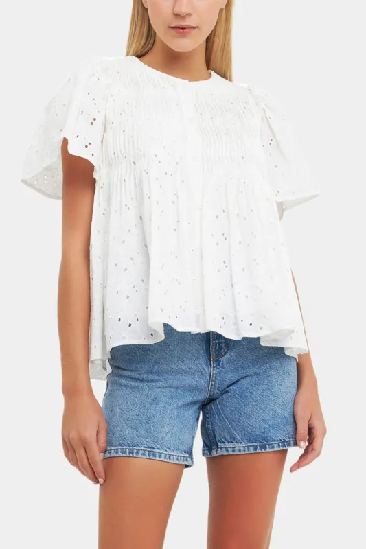 Pleated Eyelet Top sold by Lord & Taylor