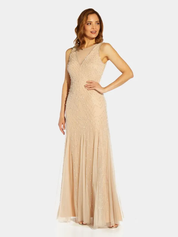 Beaded Halter Godet Gown sold by Lord & Taylor