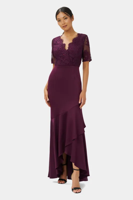 Lace Satin Crepe Gown sold by Lord & Taylor
