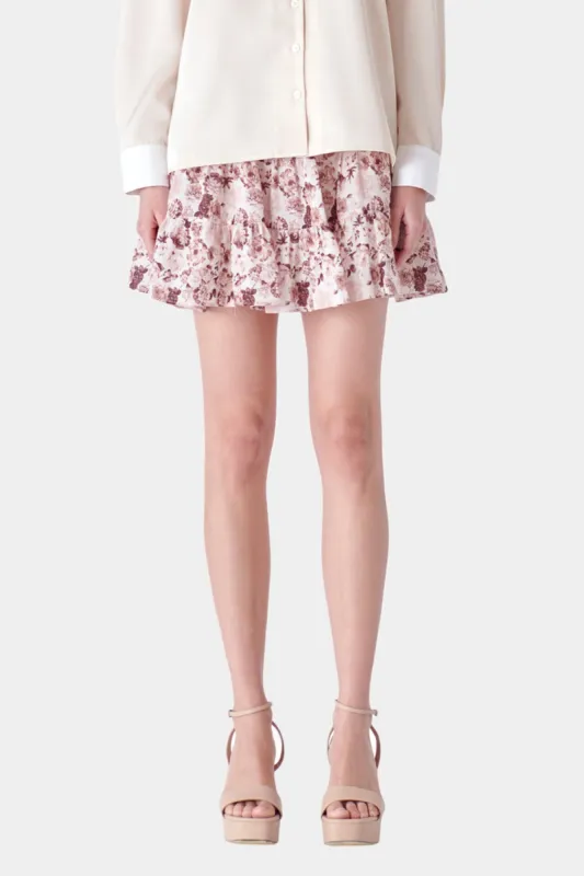 Printed Linen Tiered Mini Skirt sold by Lord & Taylor