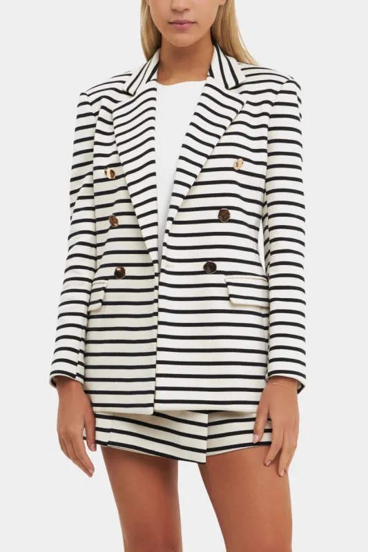 Striped Knit Double Breasted Blazer sold by Lord & Taylor