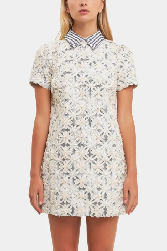 Striped Collar Neck Embroidered Dress sold by Lord & Taylor