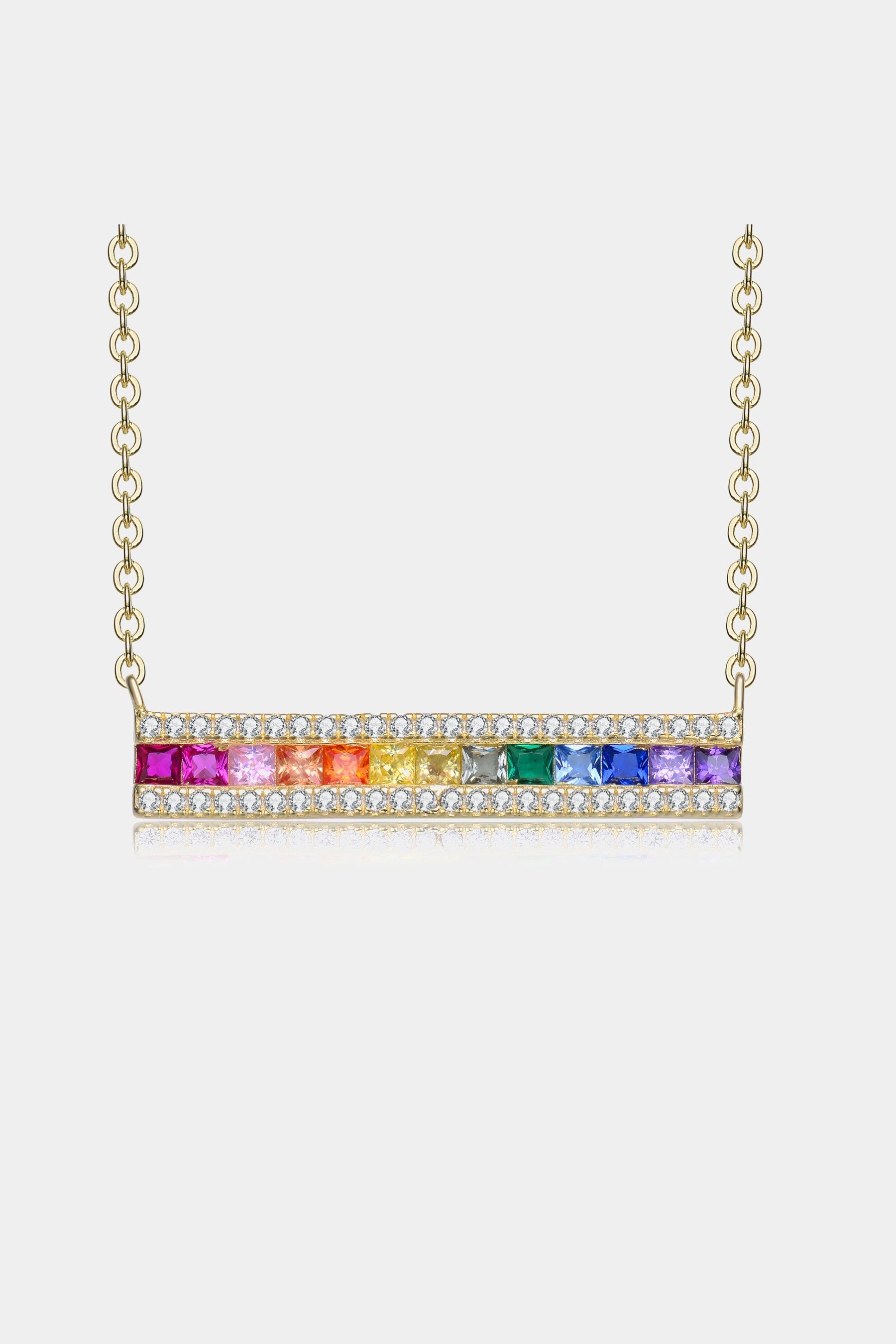 Rainbow CZ Bar Pendant Necklace sold by Lord & Taylor