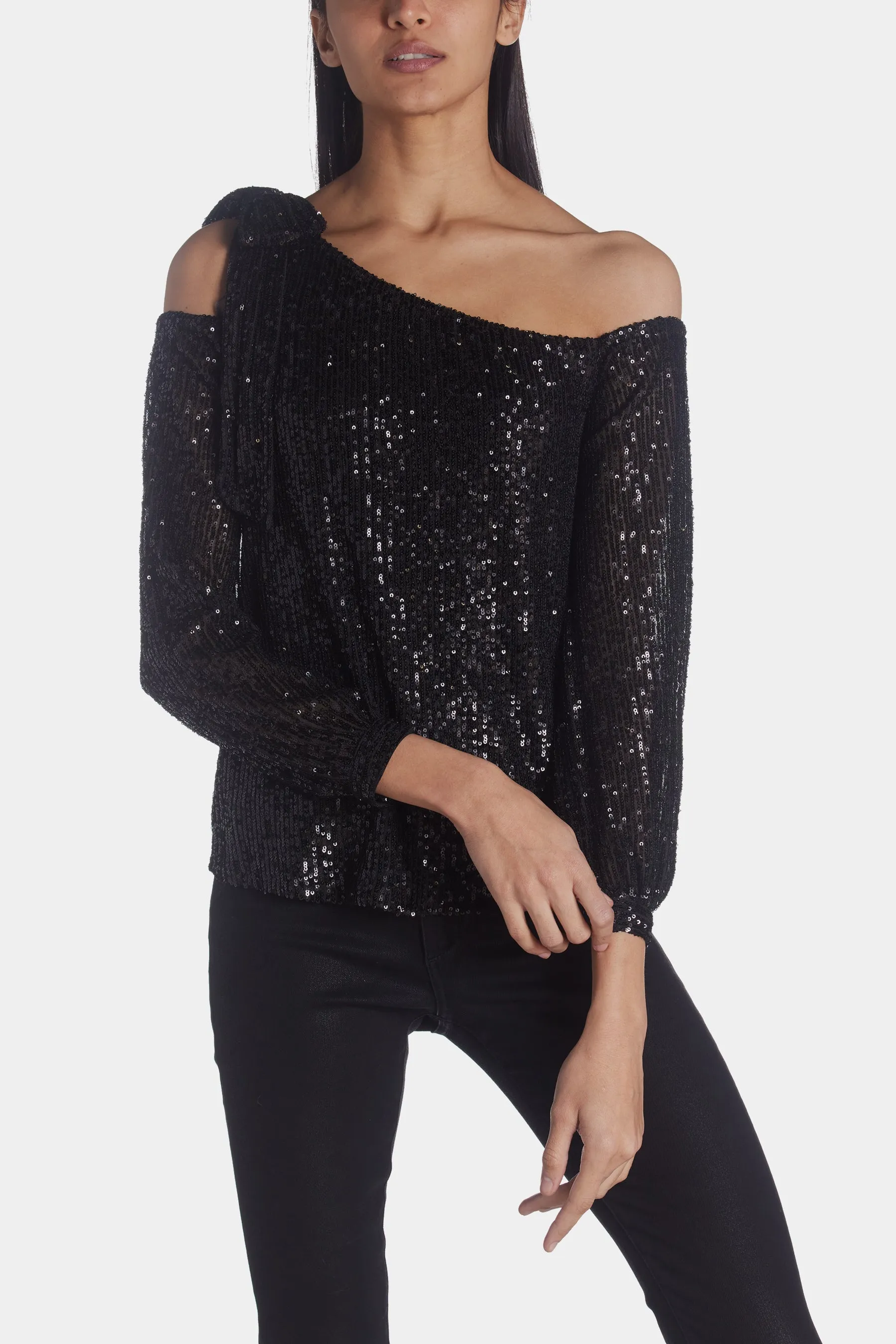 Sequin One Shoulder Top sold by Lord & Taylor product image thumbnail 5