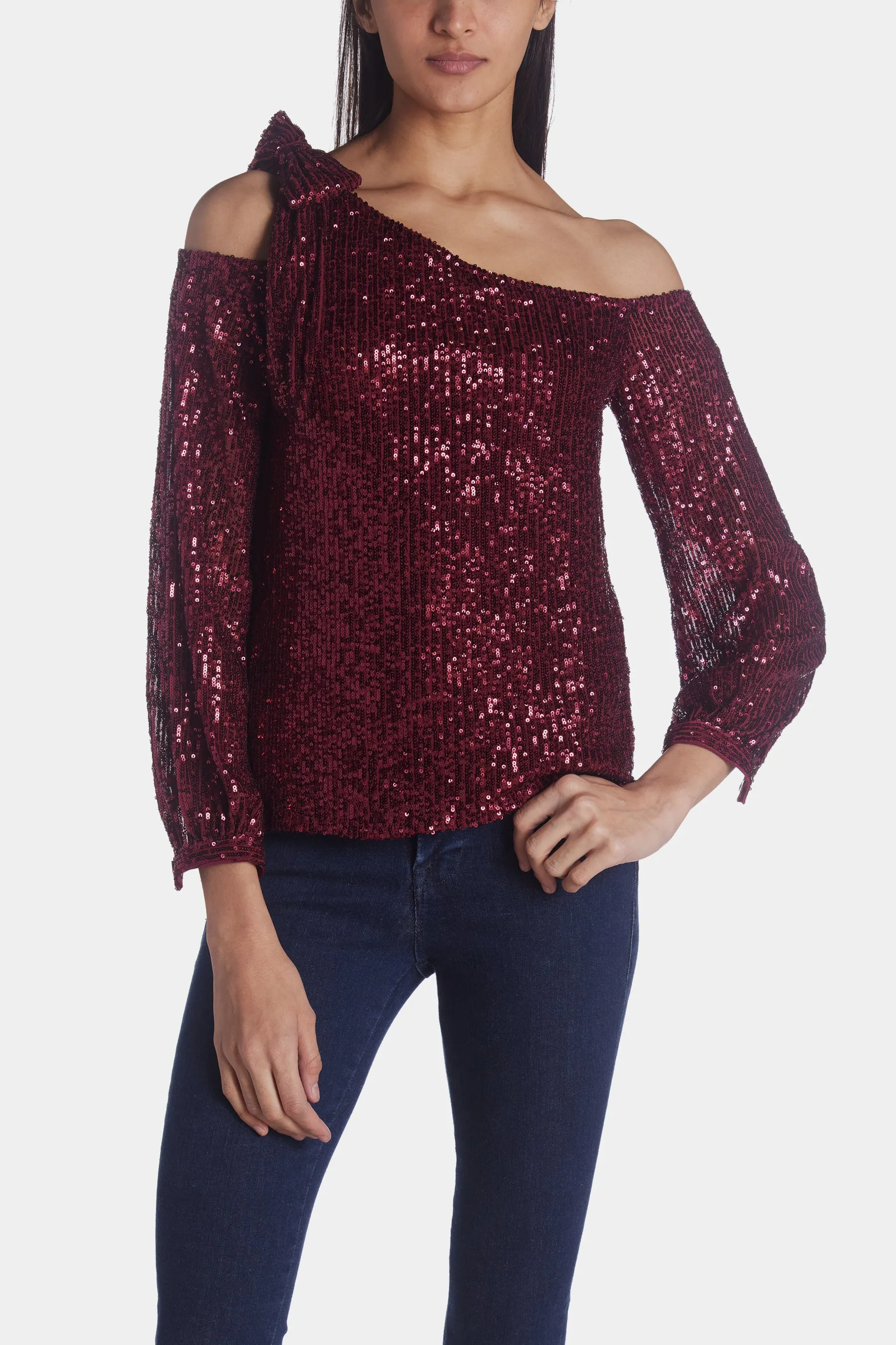 Sequin One Shoulder Top sold by Lord & Taylor