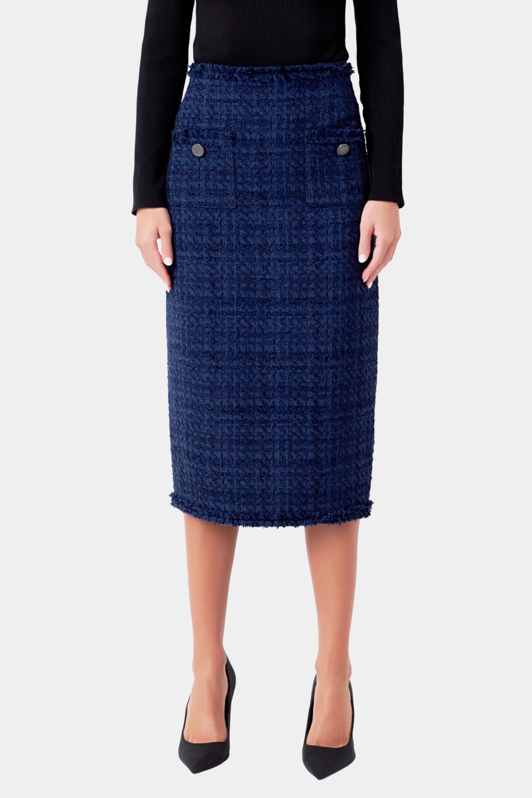 Boucle Tweed Trimmed Midi Skirt sold by Lord & Taylor product image thumbnail 5