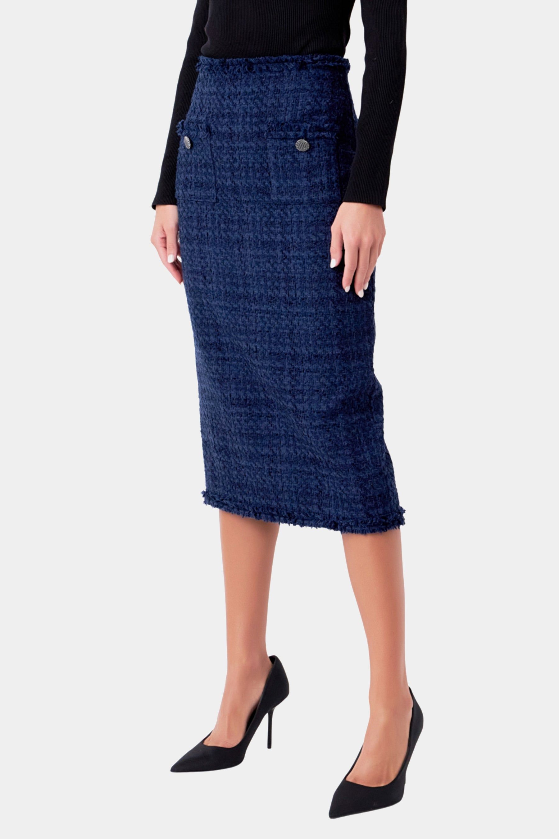 Boucle Tweed Trimmed Midi Skirt sold by Lord & Taylor product image thumbnail 3