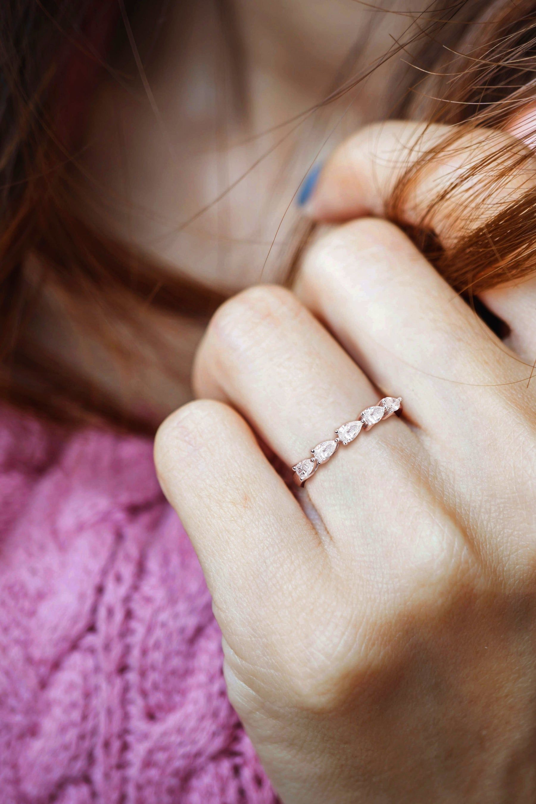 Diamond Pear Cut Semi-Eternity 14k White Gold Ring sold by Lord & Taylor product image thumbnail 5