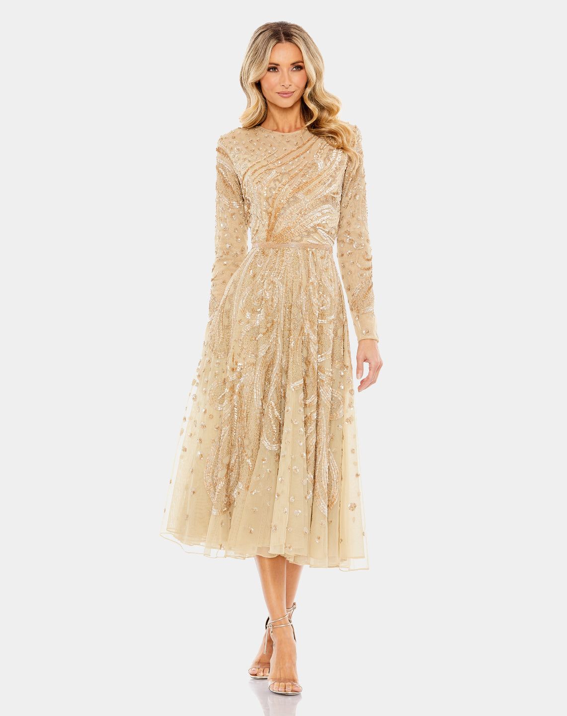 Embellished Illusion High Neck Long Sleeve Dress sold by Lord & Taylor product image thumbnail 3
