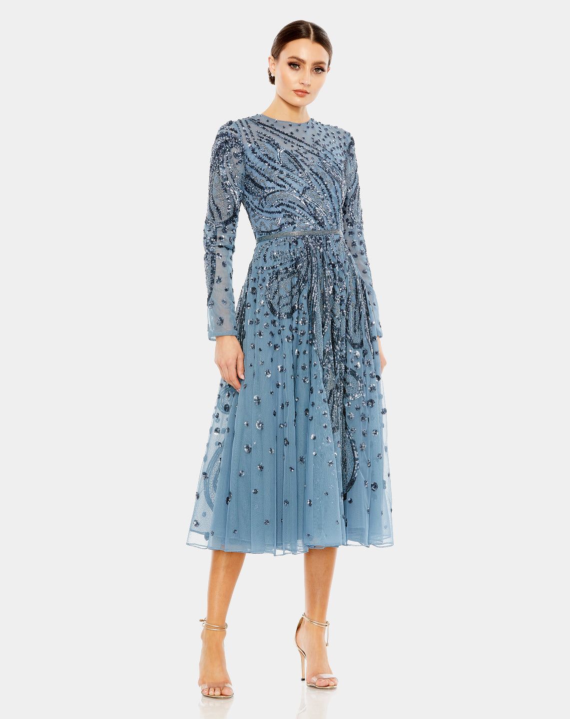 Embellished Illusion High Neck Long Sleeve Dress sold by Lord & Taylor