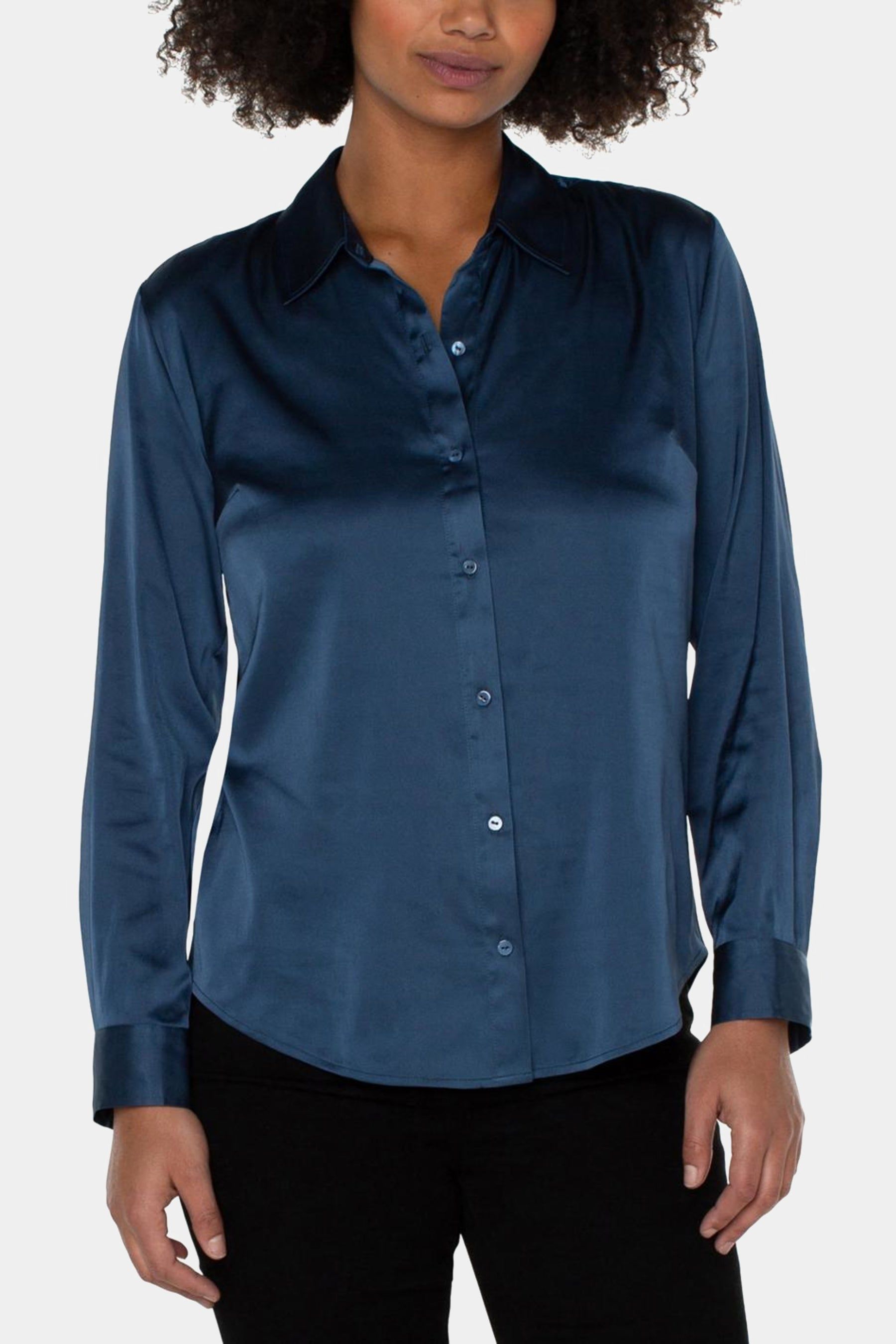 Sateen Button Front Woven Shirt sold by Lord & Taylor
